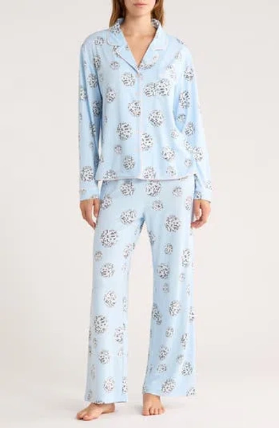 Honeydew Quiet Night Long Sleeve Button-up Top & Pants Pajamas In Blue