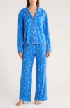 Honeydew Quiet Night Long Sleeve Button-up Top & Pants Pajamas In Blue