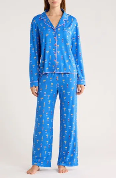 Honeydew Quiet Night Long Sleeve Button-up Top & Pants Pajamas In Blue