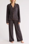 Honeydew Quiet Night Long Sleeve Button-up Top & Pants Pajamas In Charcoal Stars