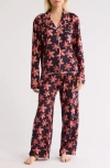 Honeydew Quiet Night Long Sleeve Button-up Top & Pants Pajamas In Elixir Floral