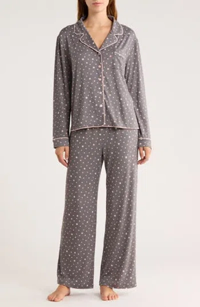Honeydew Quiet Night Long Sleeve Button-up Top & Pants Pajamas In Gray