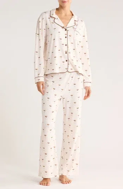 Honeydew Quiet Night Long Sleeve Button-up Top & Pants Pajamas In Neutral