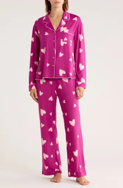 Honeydew Quiet Night Long Sleeve Button-up Top & Pants Pajamas In Pink