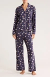 Honeydew Quiet Night Long Sleeve Button-up Top & Pants Pajamas In Purple