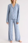 Honeydew Quiet Night Long Sleeve Button-up Top & Pants Pajamas In Stormy Cocktails