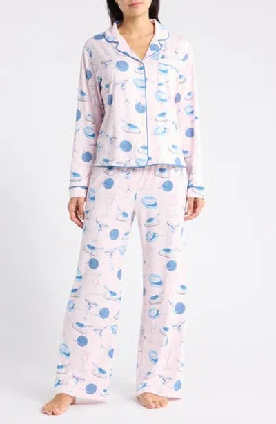 Honeydew Quiet Night Long Sleeve Button-up Top & Pants Pajamas In Pink