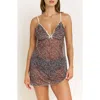 Honeydew Rumba Floral Ruffle Sheer Chemise In Animal Print