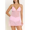 Honeydew Rumba Floral Ruffle Sheer Chemise In Pink