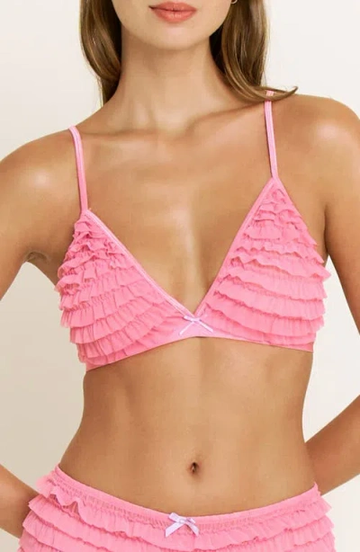 Honeydew Rumba Ruffle Triangle Bralette In Pink