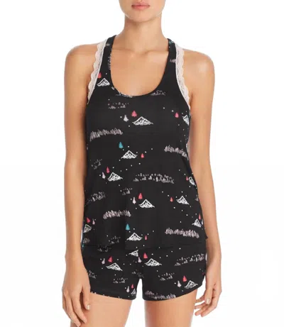 Honeydew Scoop Neck Tank And Shortie Pajama Set 2 Piece Set In Black Mountains In Green