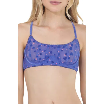 Honeydew Serina Flock Embroidered Mesh Underwire Bra In Cerulean