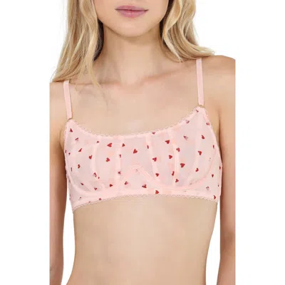 Honeydew Serina Flock Embroidered Mesh Underwire Bra In Pearl