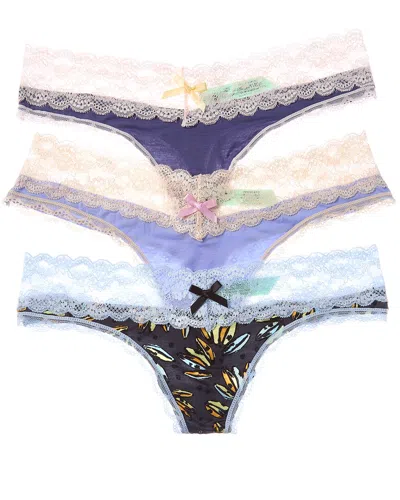 Honeydew Set Of 3 Ahna Thong In Purple