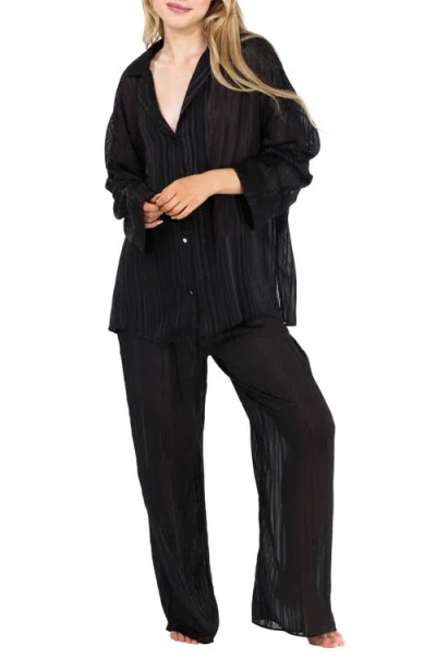 Honeydew Sheer Bliss Stripe Pajamas In Black
