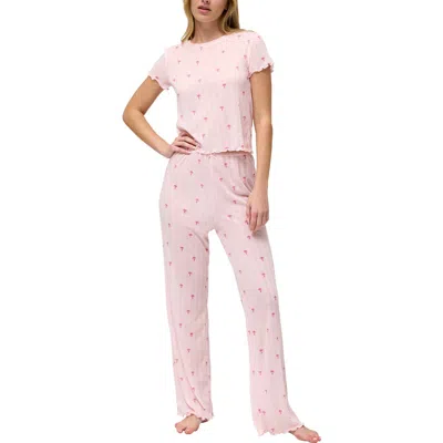 Honeydew Somewhere Sunny Pointelle Pajamas In Pink Salt Palms