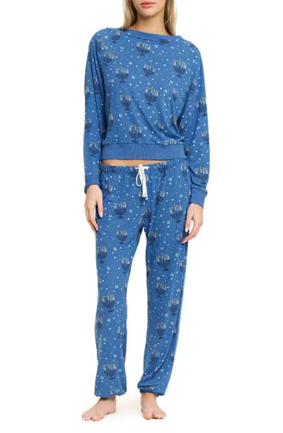 Honeydew Star Seeker Brushed Jersey Pajamas In Blue