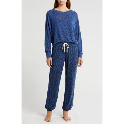 Honeydew Star Seeker Brushed Jersey Pajamas In Navy Leopard
