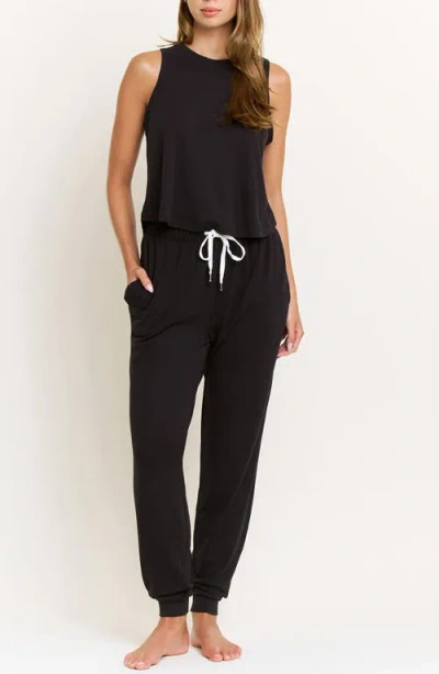 Honeydew Star Seeker Brushed Jersey Tank & Pant Pajamas In Black
