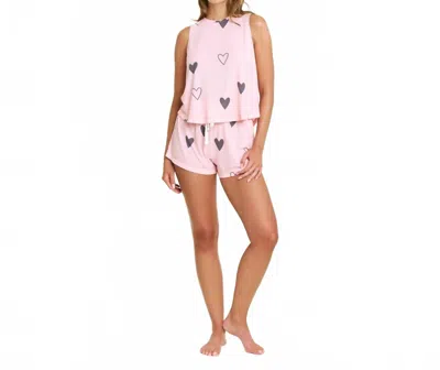 Honeydew Star Seeker Tank Shortie Set In Dusty Hearts In Pink