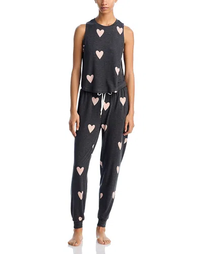 Honeydew Star Seeker Tank Top & Pants Set In Black Hearts