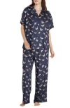 Honeydew Sunday Rest Print Short Sleeve Satin Pajamas