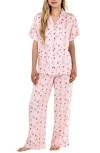 Honeydew Sunday Rest Printed Pajama Set In Rouge Valentine