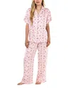 Honeydew Sunday Rest Printed Pajama Set In Rouge Valentine