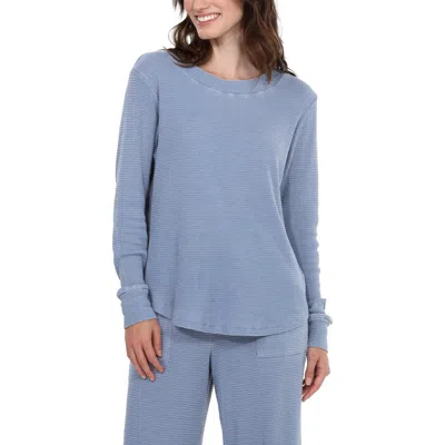 Honeydew Under The Stars Waffle Knit Pajama Top In Blue Stone