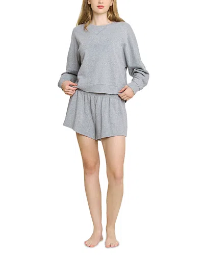 Honeydew Weekend Club Long Sleeve Shortie Pajama Set In Gray