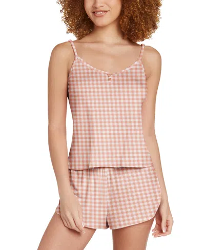 Honeydew Women's 2-pc. Lovely Morning Printed Pajamas Set In Apricot Gingham