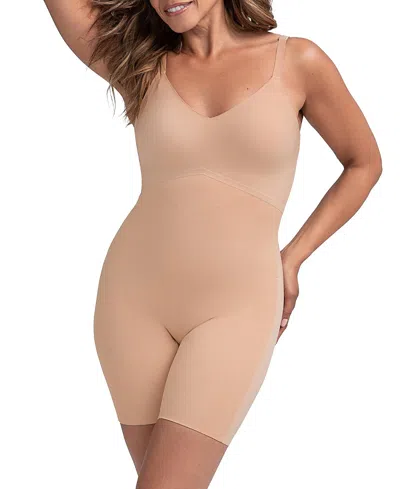 Honeylove Mid-thigh Bodysuit In Sand