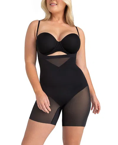Honeylove Open Bust Mid-thigh Bodysuit In Black