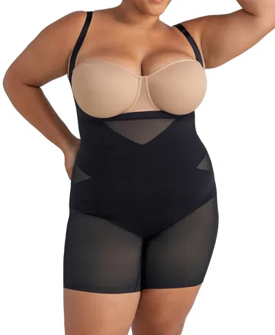 Honeylove Women's Open-bust Mid-thigh Bodysuit, Regular And Plus Size In Black