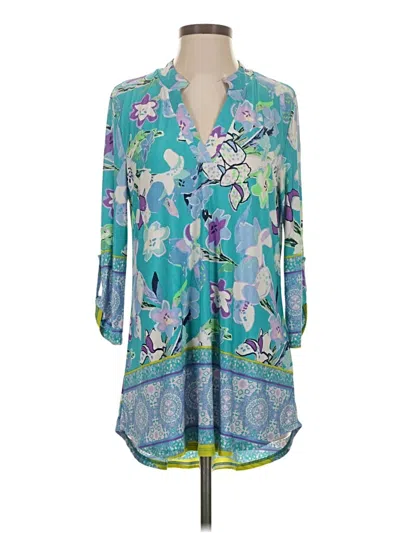 Pre-owned Honeyme 3/4 Sleeve Blouse In Blue