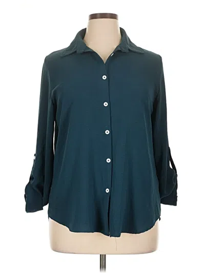 Pre-owned Honeyme 3/4 Sleeve Blouse In Blue