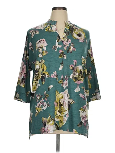 Pre-owned Honeyme 3/4 Sleeve Blouse In Blue