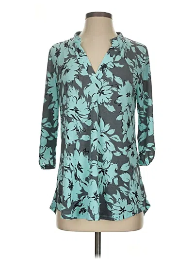 Pre-owned Honeyme 3/4 Sleeve Blouse In Blue