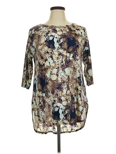 Pre-owned Honeyme 3/4 Sleeve Blouse In Brown