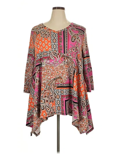 Pre-owned Honeyme 3/4 Sleeve Blouse In Orange