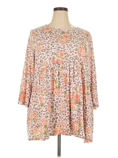 Pre-owned Honeyme 3/4 Sleeve Blouse In Pink