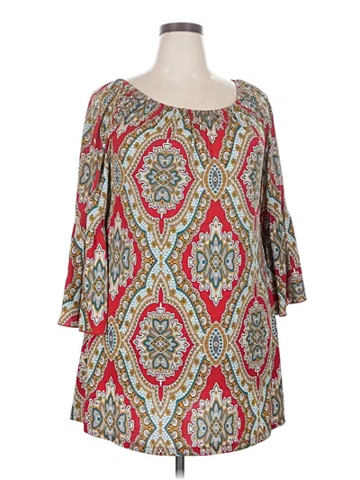 Pre-owned Honeyme 3/4 Sleeve Blouse In Red