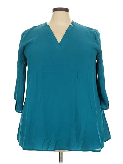 Pre-owned Honeyme 3/4 Sleeve Blouse In Teal