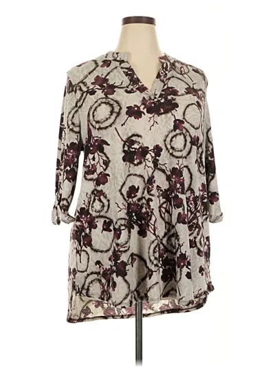 Pre-owned Honeyme 3/4 Sleeve T-shirt In Brown