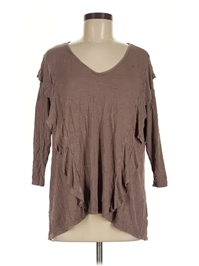 Pre-owned Honeyme 3/4 Sleeve T-shirt In Brown