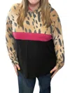 Honeyme Animal Print Hoodie In Taupe/magenta In Multi