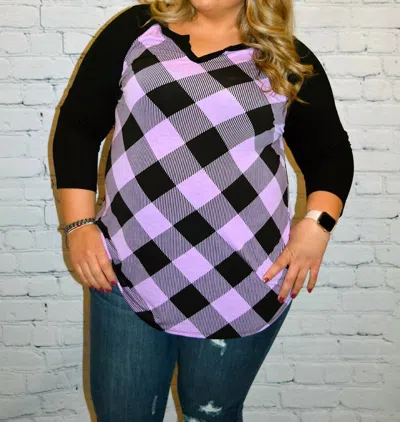Honeyme Argyle Long Sleeve In Purple And Black