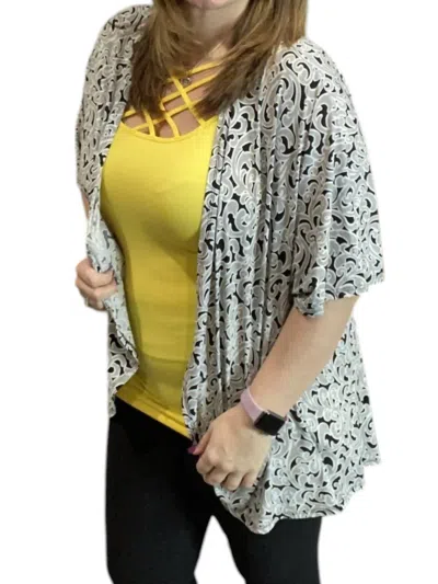 Honeyme Art Deco Swirl Cardigan In White In Multi