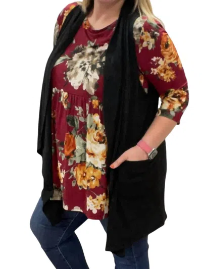 Honeyme Asymmetrical Hem Vest In Black In Blue