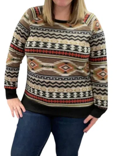 Honeyme Aztec Weekender Sweater In Charcoal In Pink